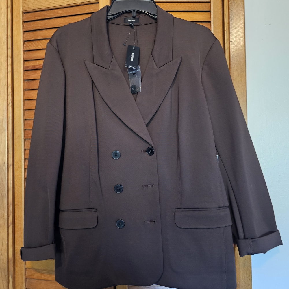 Express Double-Breasted Brown Blazer